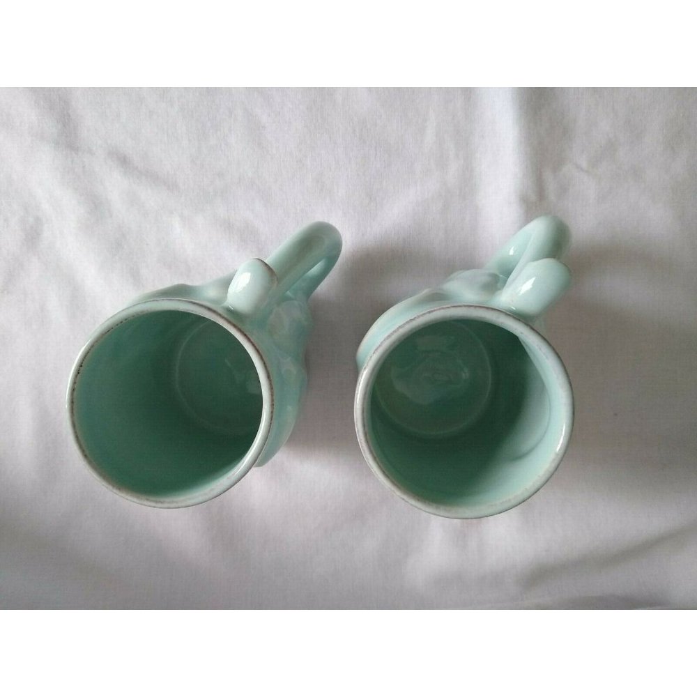 Set of 2 Light Aqua Blue Elephant 3D Figural Mug Cup Child Size - Picture 3 of 5